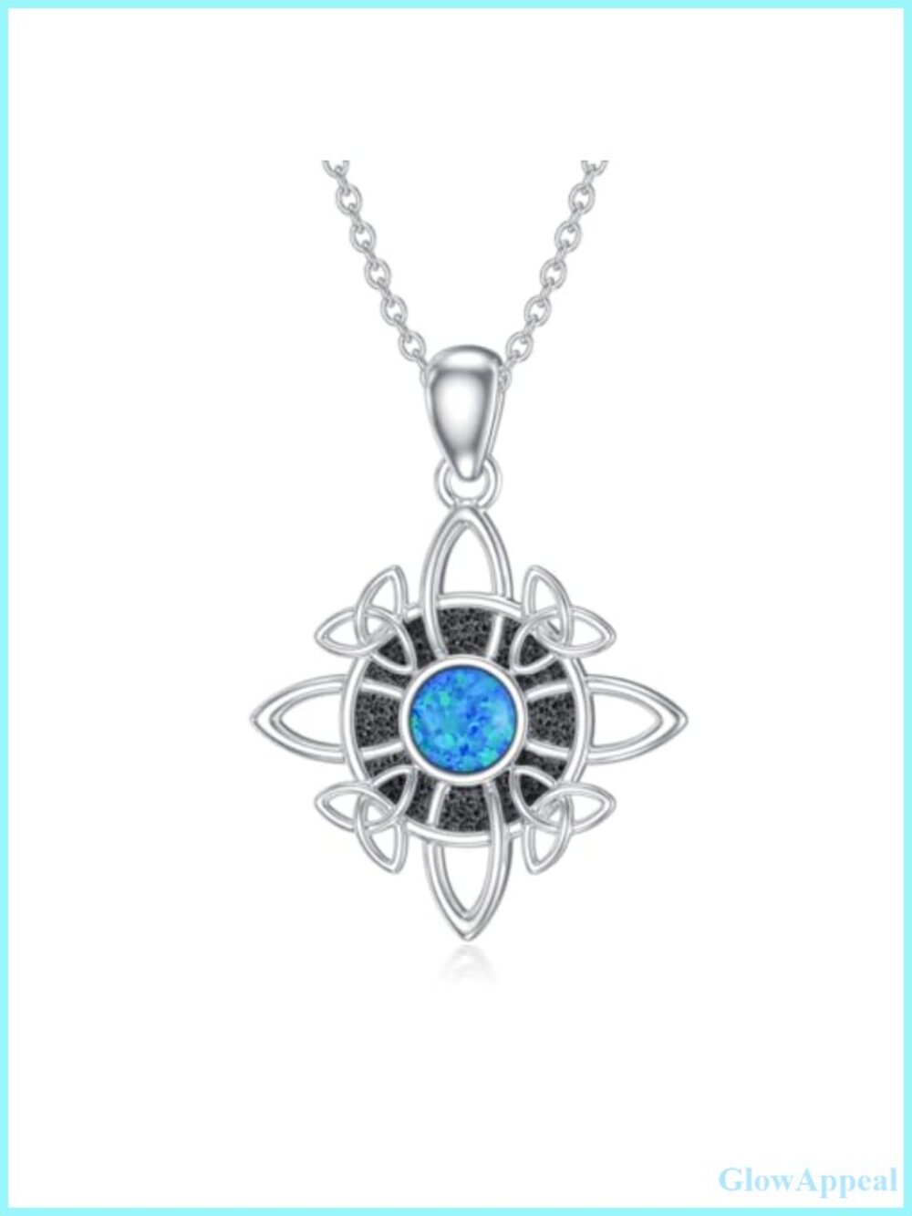 925 Sterling Silver Celtic Knot Opal Witches Knot Pendant Necklace for Women